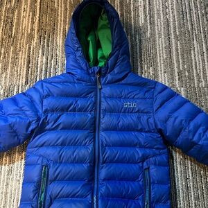 Kids Stio Hometown size 10 puffer jacket blue/lime
